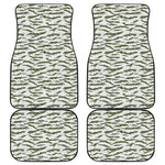 Green And White Tiger Stripe Camo Print Front and Back Car Floor Mats