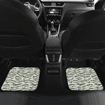 Green And White Tiger Stripe Camo Print Front and Back Car Floor Mats
