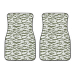 Green And White Tiger Stripe Camo Print Front Car Floor Mats