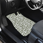 Green And White Tiger Stripe Camo Print Front Car Floor Mats