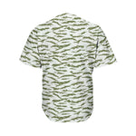 Green And White Tiger Stripe Camo Print Men's Baseball Jersey