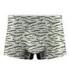 Green And White Tiger Stripe Camo Print Men's Boxer Briefs