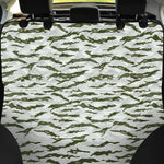 Green And White Tiger Stripe Camo Print Pet Car Back Seat Cover