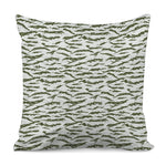 Green And White Tiger Stripe Camo Print Pillow Cover