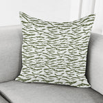 Green And White Tiger Stripe Camo Print Pillow Cover