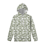 Green And White Tiger Stripe Camo Print Pullover Hoodie