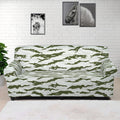 Green And White Tiger Stripe Camo Print Sofa Cover