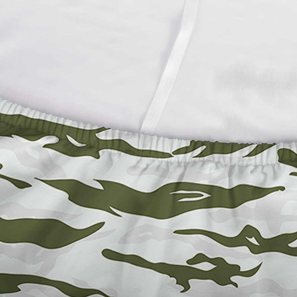 Green And White Tiger Stripe Camo Print Sofa Cover