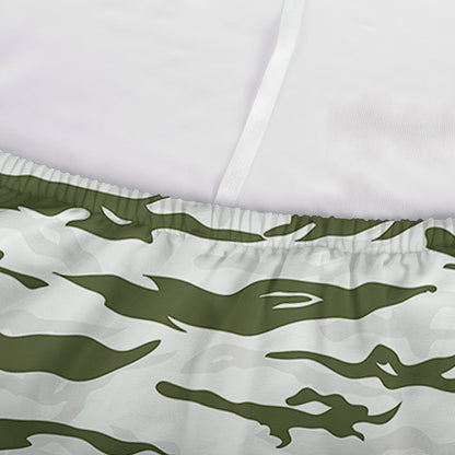 Green And White Tiger Stripe Camo Print Sofa Cover