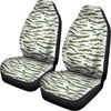 Green And White Tiger Stripe Camo Print Universal Fit Car Seat Covers