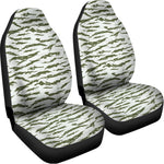 Green And White Tiger Stripe Camo Print Universal Fit Car Seat Covers