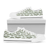 Green And White Tiger Stripe Camo Print White Low Top Shoes
