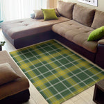 Green And Yellow Stewart Tartan Print Area Rug