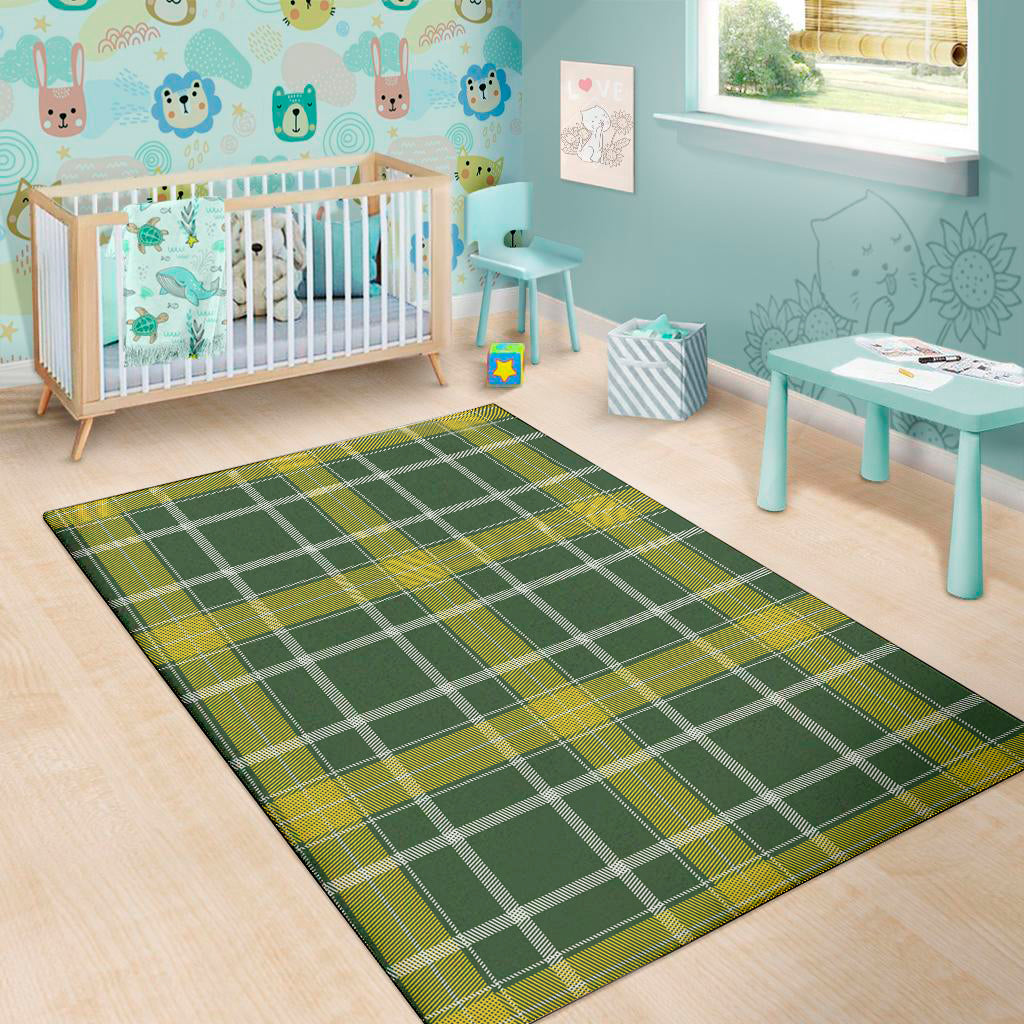 Green And Yellow Stewart Tartan Print Area Rug