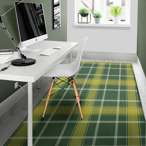 Green And Yellow Stewart Tartan Print Area Rug