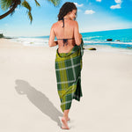 Green And Yellow Stewart Tartan Print Beach Sarong Wrap