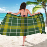Green And Yellow Stewart Tartan Print Beach Sarong Wrap