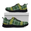 Green And Yellow Stewart Tartan Print Black Sneakers