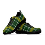 Green And Yellow Stewart Tartan Print Black Sneakers