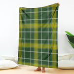 Green And Yellow Stewart Tartan Print Blanket