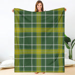 Green And Yellow Stewart Tartan Print Blanket