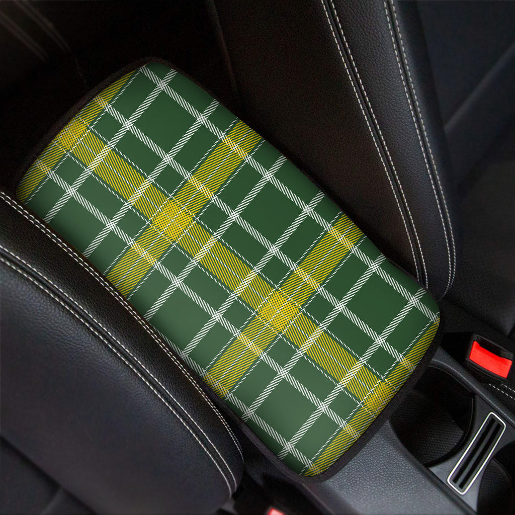 Green And Yellow Stewart Tartan Print Car Center Console Cover