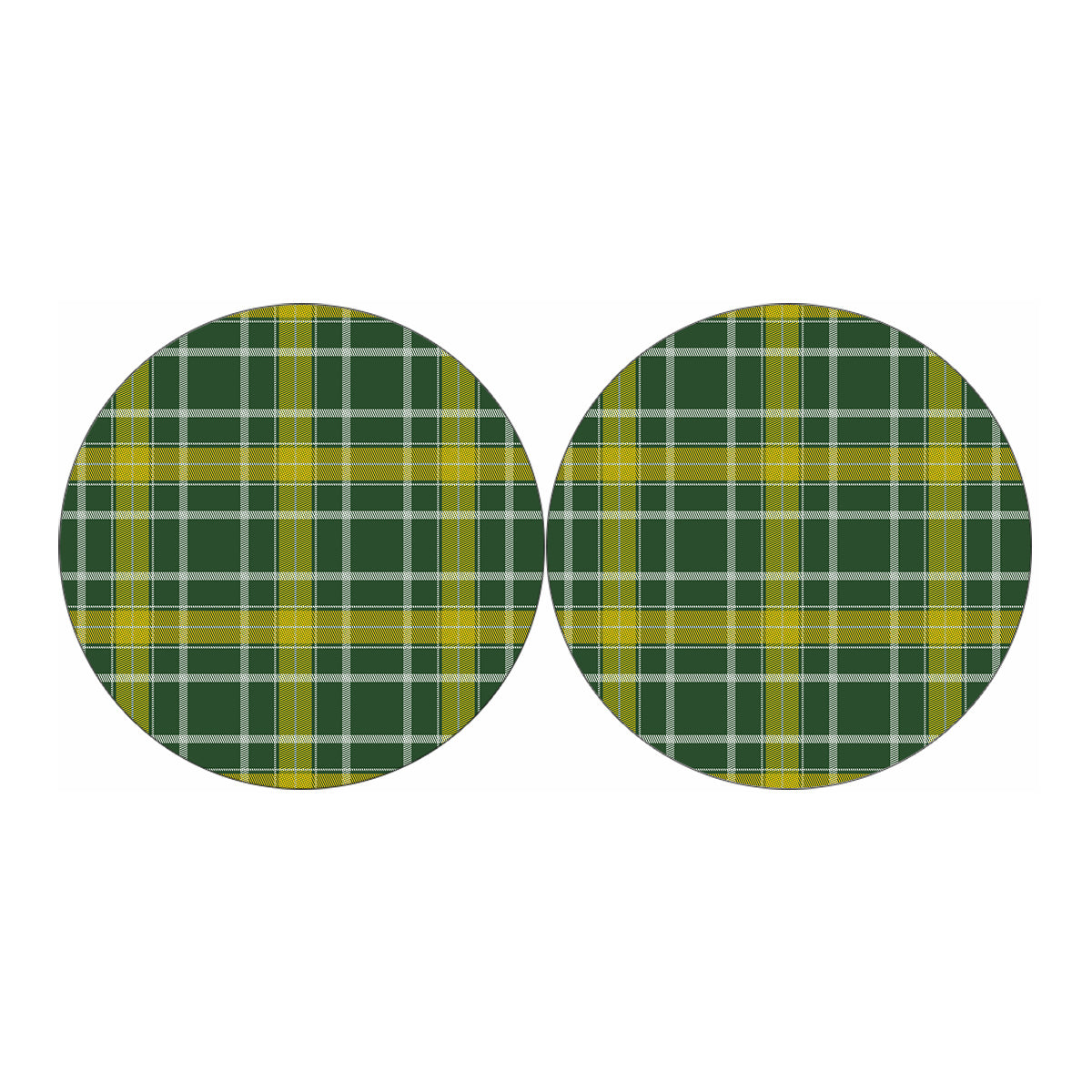 Green And Yellow Stewart Tartan Print Car Coasters