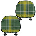 Green And Yellow Stewart Tartan Print Car Headrest Covers
