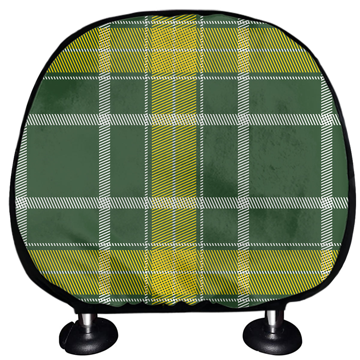 Green And Yellow Stewart Tartan Print Car Headrest Covers