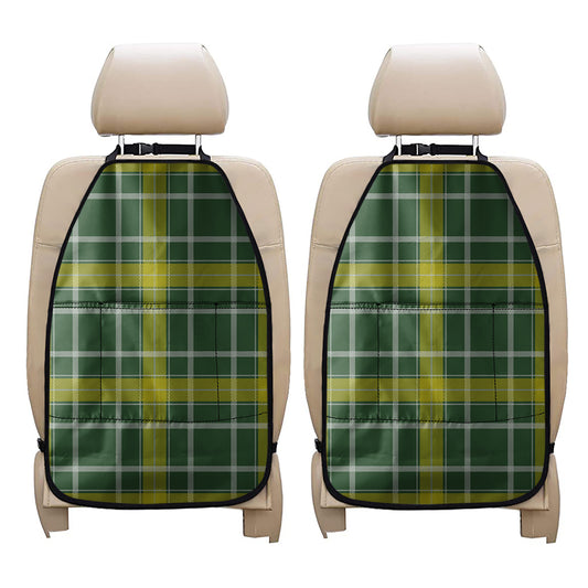 Green And Yellow Stewart Tartan Print Car Seat Organizers