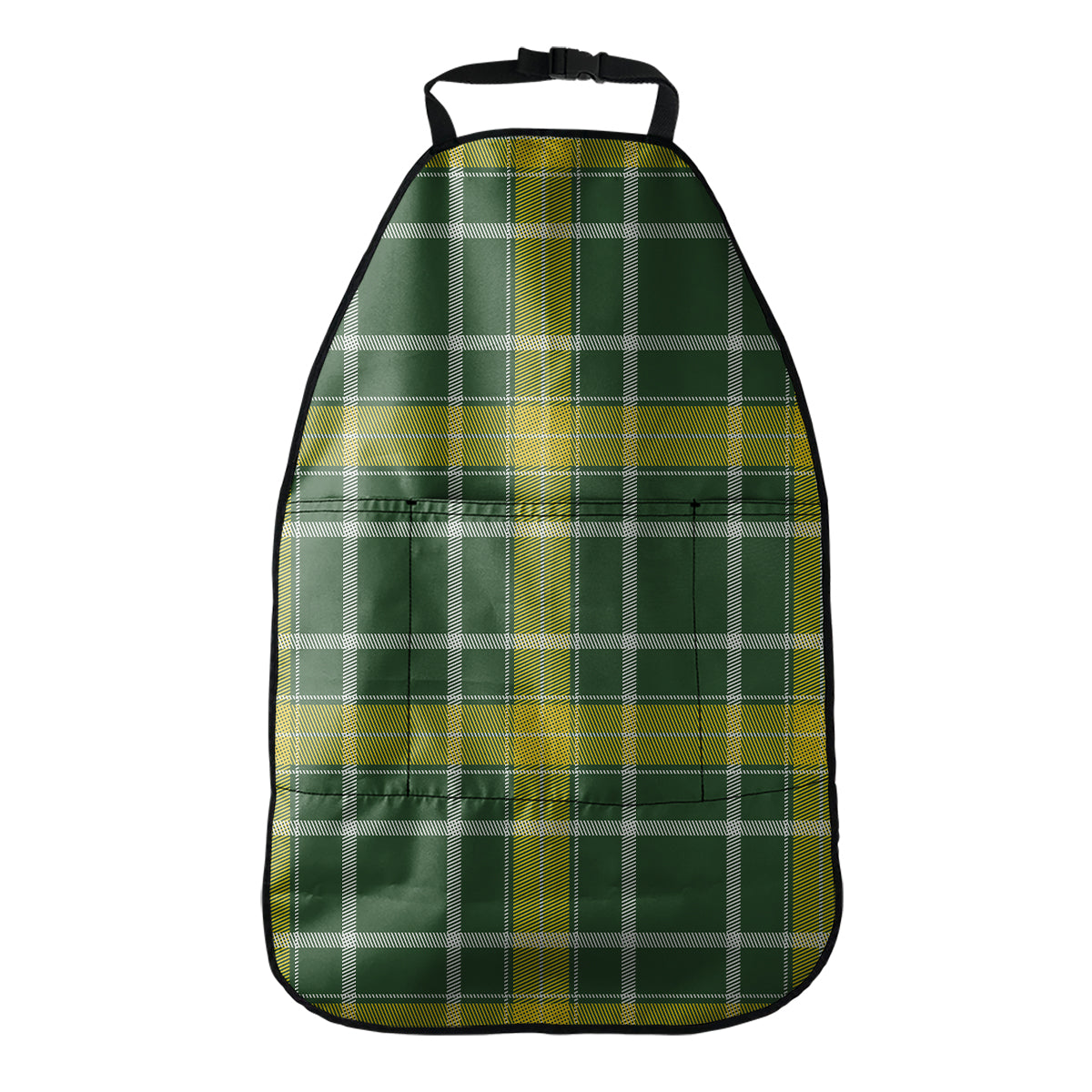 Green And Yellow Stewart Tartan Print Car Seat Organizers
