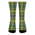 Green And Yellow Stewart Tartan Print Crew Socks