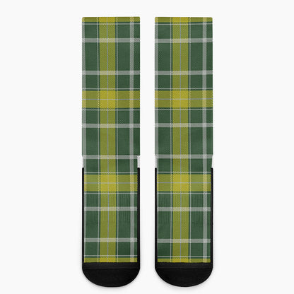 Green And Yellow Stewart Tartan Print Crew Socks