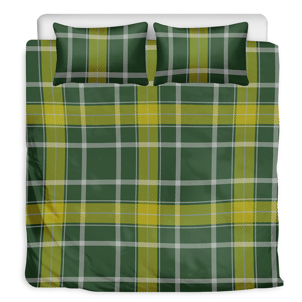 Green And Yellow Stewart Tartan Print Duvet Cover Bedding Set