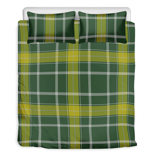 Green And Yellow Stewart Tartan Print Duvet Cover Bedding Set