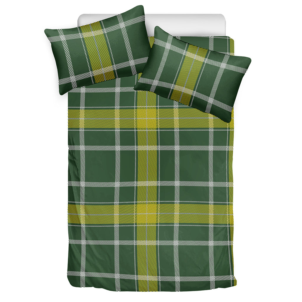 Green And Yellow Stewart Tartan Print Duvet Cover Bedding Set