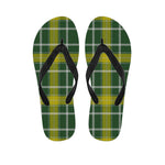 Green And Yellow Stewart Tartan Print Flip Flops