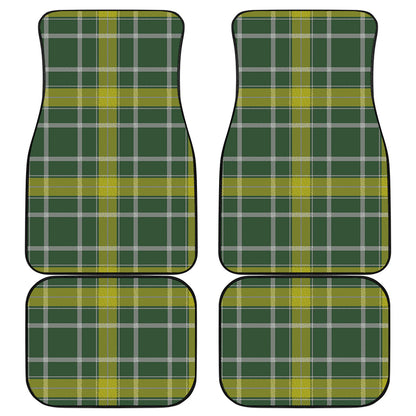 Green And Yellow Stewart Tartan Print Front and Back Car Floor Mats