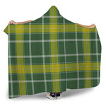 Green And Yellow Stewart Tartan Print Hooded Blanket