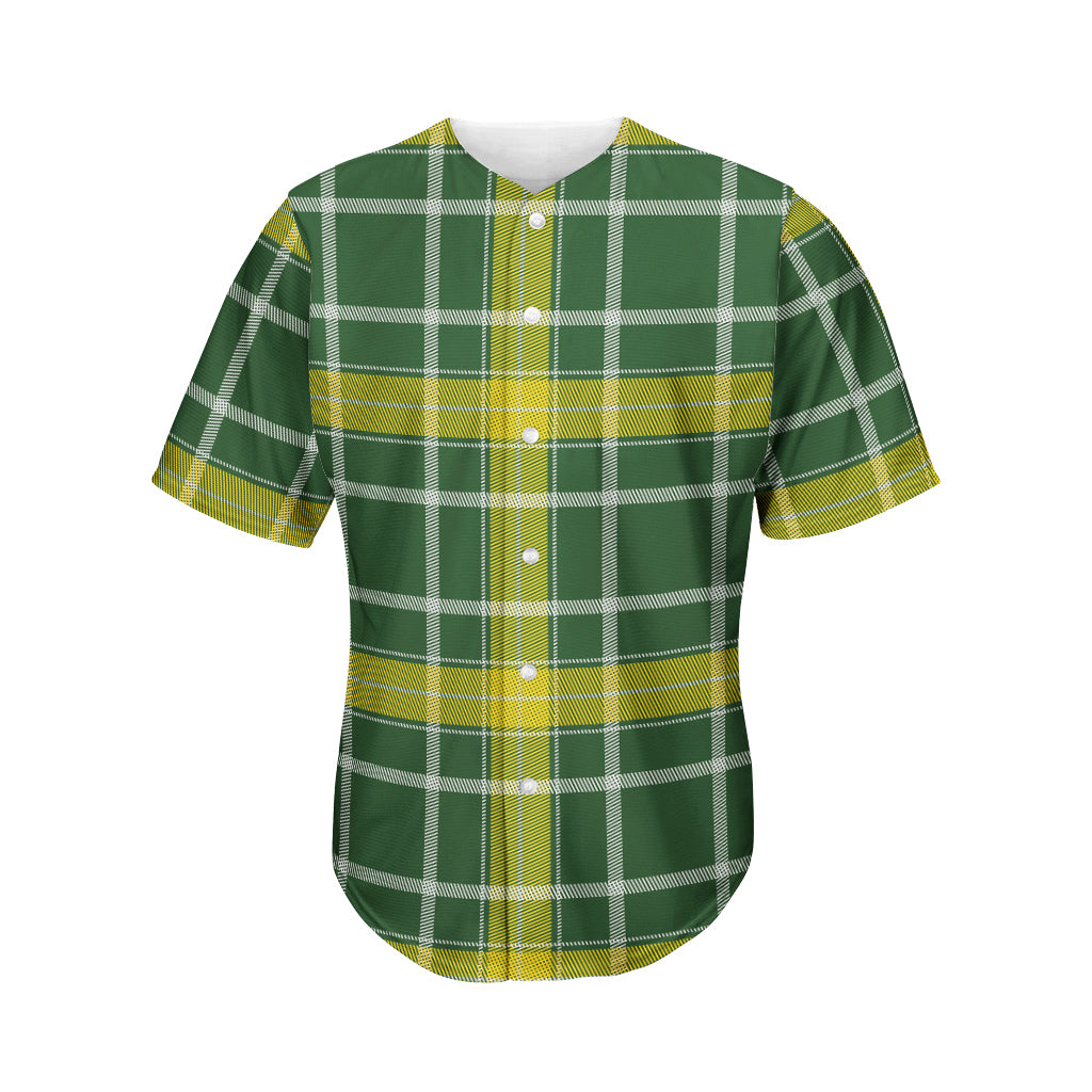 Green And Yellow Stewart Tartan Print Men's Baseball Jersey