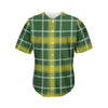 Green And Yellow Stewart Tartan Print Men's Baseball Jersey