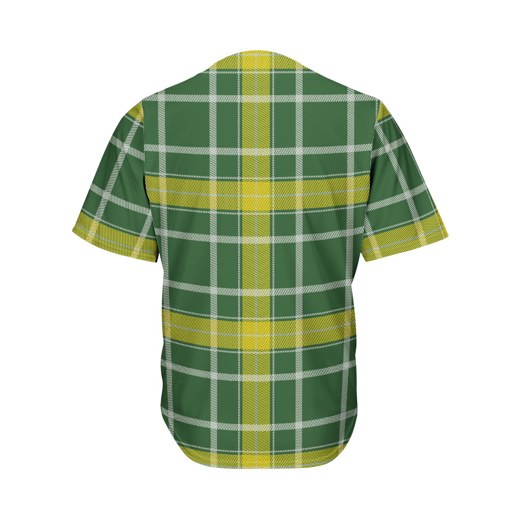 Green And Yellow Stewart Tartan Print Men's Baseball Jersey