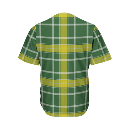 Green And Yellow Stewart Tartan Print Men's Baseball Jersey