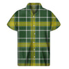 Green And Yellow Stewart Tartan Print Men's Short Sleeve Shirt