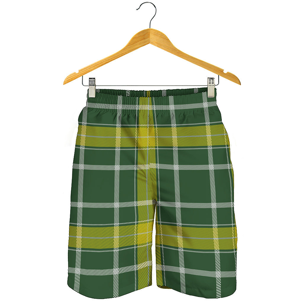 Green And Yellow Stewart Tartan Print Men's Shorts