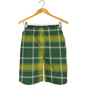 Green And Yellow Stewart Tartan Print Men's Shorts