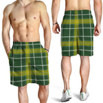 Green And Yellow Stewart Tartan Print Men's Shorts