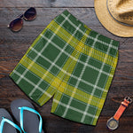 Green And Yellow Stewart Tartan Print Men's Shorts