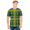Green And Yellow Stewart Tartan Print Men's T-Shirt