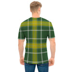 Green And Yellow Stewart Tartan Print Men's T-Shirt